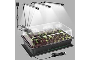 SOLIGT 60 Cell Seed Starter Kit with Grow Light and Heat Mat, Seed Starter Tray with Higher 4.3” Humidity Dome, Flexible Light Positioning for Seed Starting & Seedling Growth