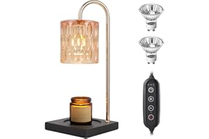 Erumpere Dimmable Candle Warmer with Timer for Jar Candles, Glass Nightstand Lamp (2 Wax Warmer Bulbs)