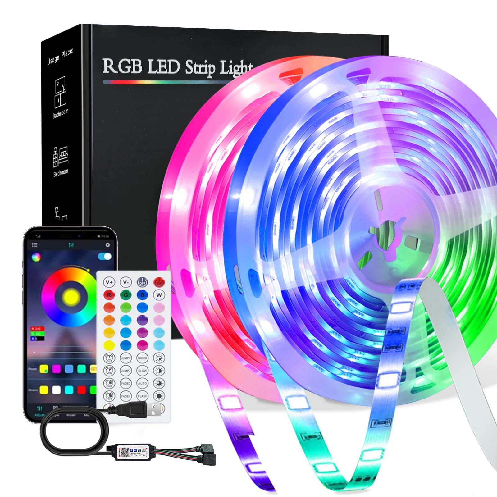 PSTAR Led Strip Light 20m, led Lights with Remote & App, Music Sync Mode with Mic, Smart Flexible RGB Led Lights for Bedroom, Kitchen, Party, Home, Christmas Decoration — image 1