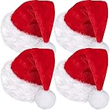 SATINIOR 4 Pcs Santa Hat, Unisex Velvet Christmas