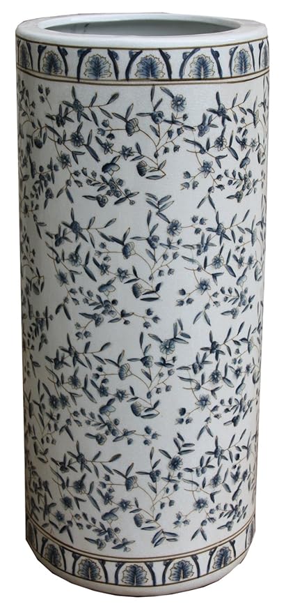 Marymarygardens Blue And Grey Floral Leaf Crackle Glazed Ceramic