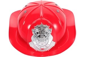 UPKOCH Kids Firefighter Hat, Red Fireman Helmet for Role Play, Plastic Fire Chief Hat for Halloween Party, Dress up, Cosplay, Children'S Firefighter Costume Accessory