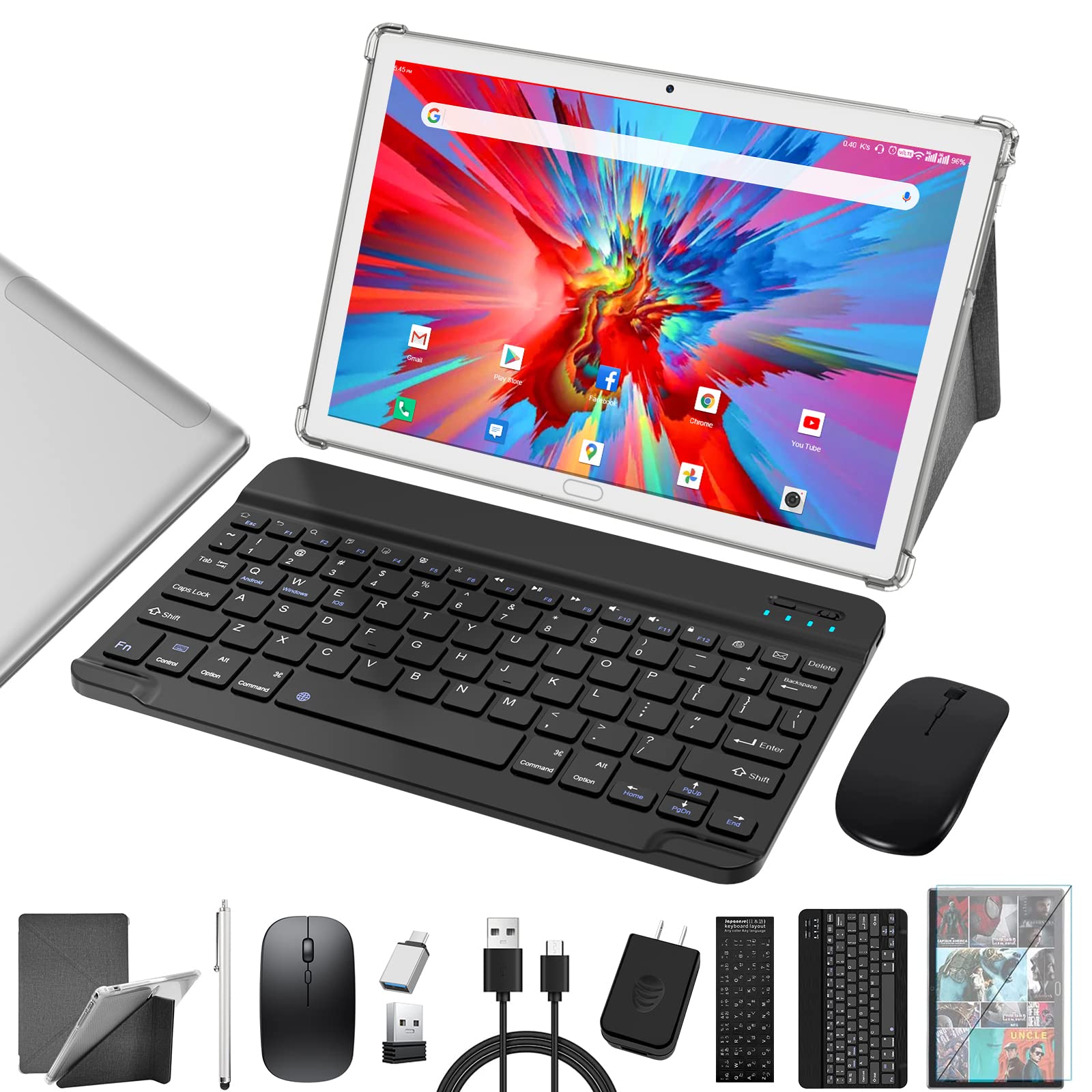 Photo 1 of **NON-REFUNDABLE, PARTS ONLY**TURNS ON** ZONKO 2024 Latest 2 in 1 Tablet 10 inch 4G Phone Call with Dual Sim Card Slot, 4GB+64GB Storage(Support 512GB Expand), Octa-Core Processor,13MP Camera, WiFi Tablet with Keyboard Mouse Stylus(Silver)