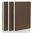 EUSOAR Spiral Ruled Notebook, A5 3packs 5.5"X8.3" 120 Pages Lined Travel Writing Notebooks Journal, Memo Notepad Sketchbook, Office Business Subject Diary Ruled Spiral Book Journal-Coffee Cover