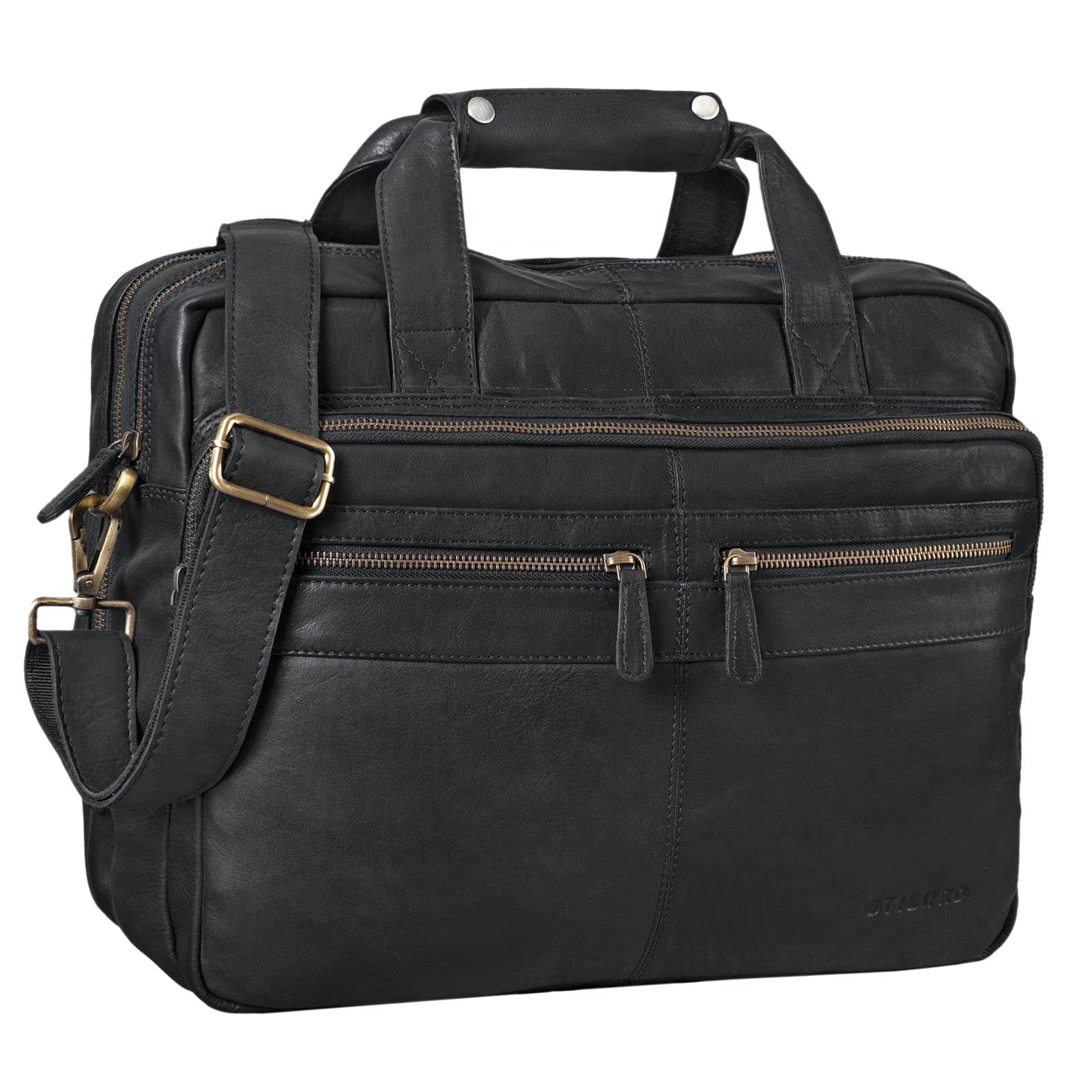 STILORD "Explorer" Teacher's Bag Leather 20 Liters Colour:Black
