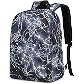 Boy Backpack Elementary School Bookbag Middle Lightweight Lightning Laptop Teenager Durable Waterproof 17 In (2-Black)