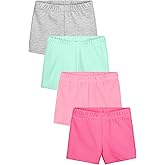 Resinta 4 Pack Baby and Toddler Girls' Cotton Bike Shorts Solid Cotton Bike Shorts Soft Pull-On Safety Shorts for Daily Wear