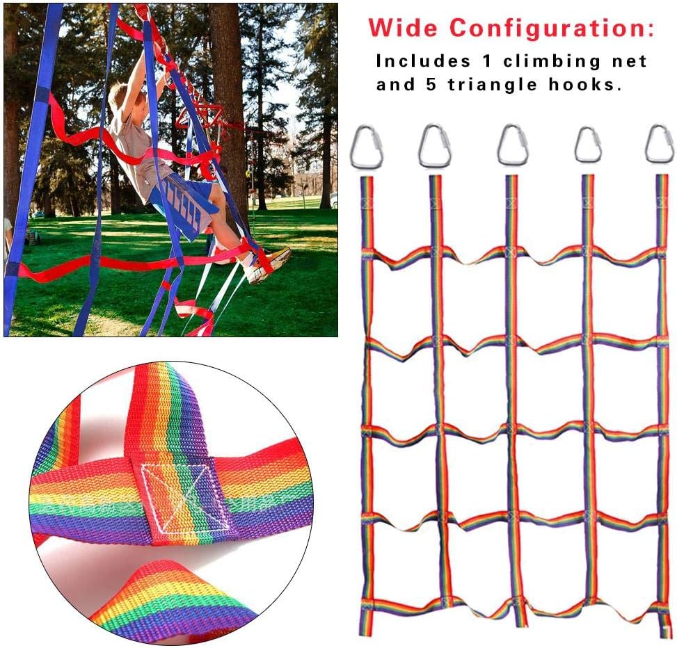Wangyan 123 Climbing Net For Kids, Portable Rainbow Ribbon Playground Garden Climbing Frame Net For Kids Indoor And Outdoor Playing Training Climbing Net gaudily everyday