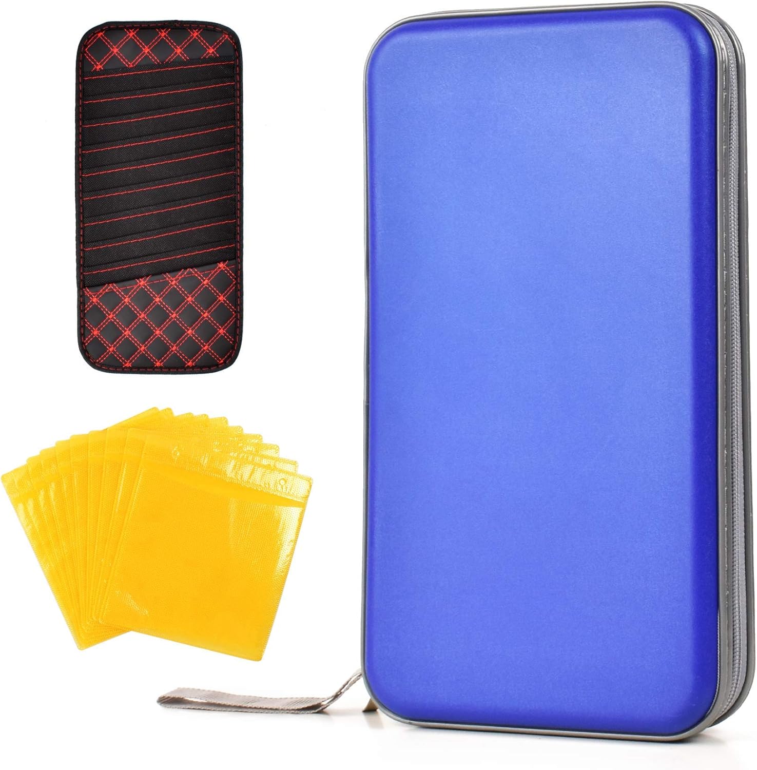 LUEYAO 80 Capacity Heavy Duty CD/DVD Wallet Binder, Car Interior Sun Visor 10 Disc CD Case, Storage, Bag, Holder, Booklet (Blue & Red): Electronics