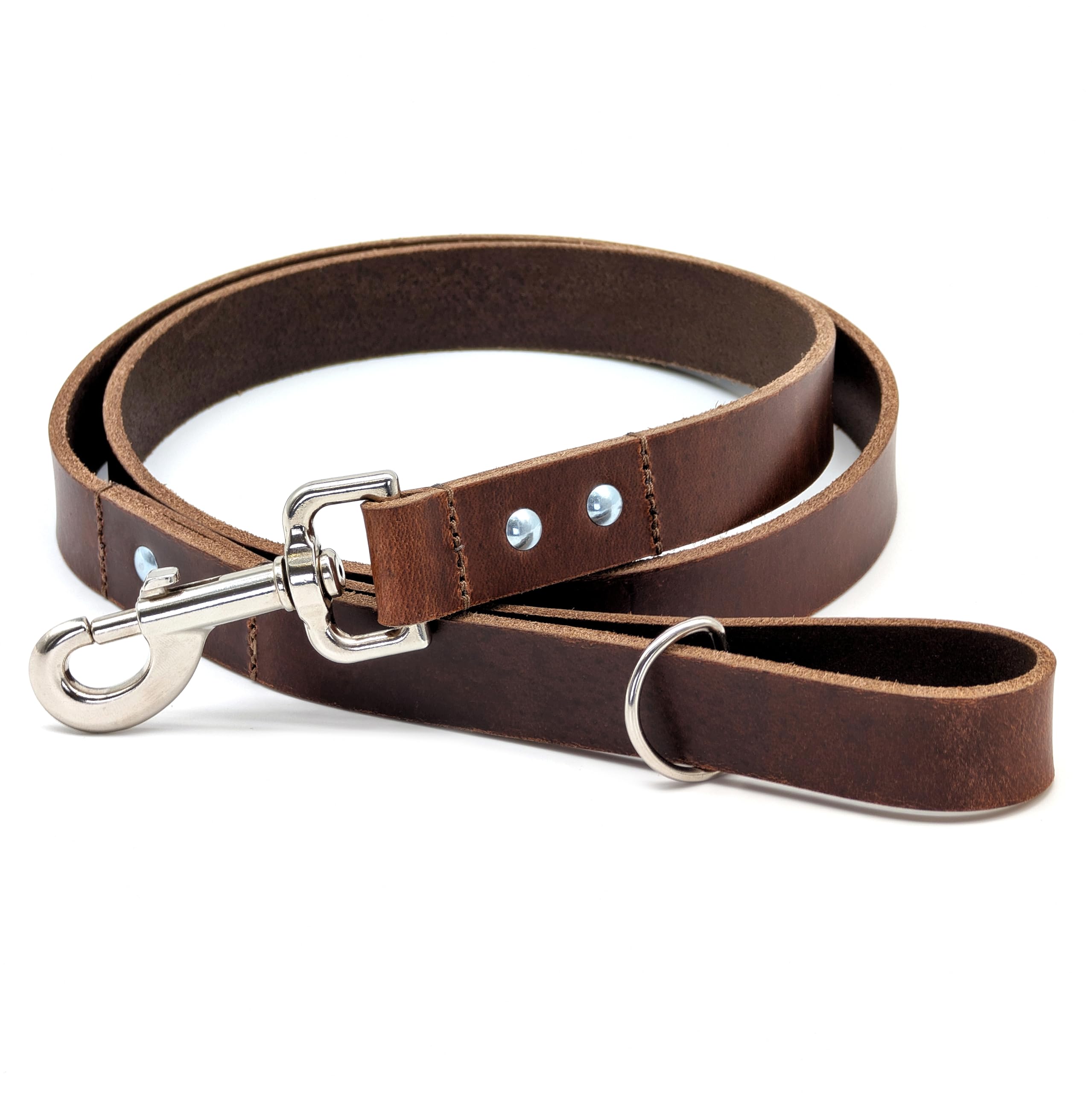Ashford Ridge Full Grain Leather Dog Lead, Made in England - Antique Brown Small (1m)