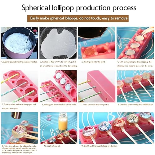 WYD Lollipop Sugar Candy Mold, DIY 3D Lollipo Molds, Chocolate