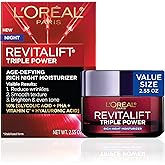 L'Oreal Paris Revitalift Triple Power Rich Night Cream, Anti Aging Moisturizer With Glycolic Acid, Vitamin C & Hyaluronic Aci