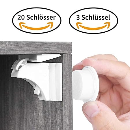 Babysicherheit Magnetisches Schrankschloss 20 Schlösser mit 3 Schlüssel, unsichtbare Kindersicherung für Schrank und Schublad