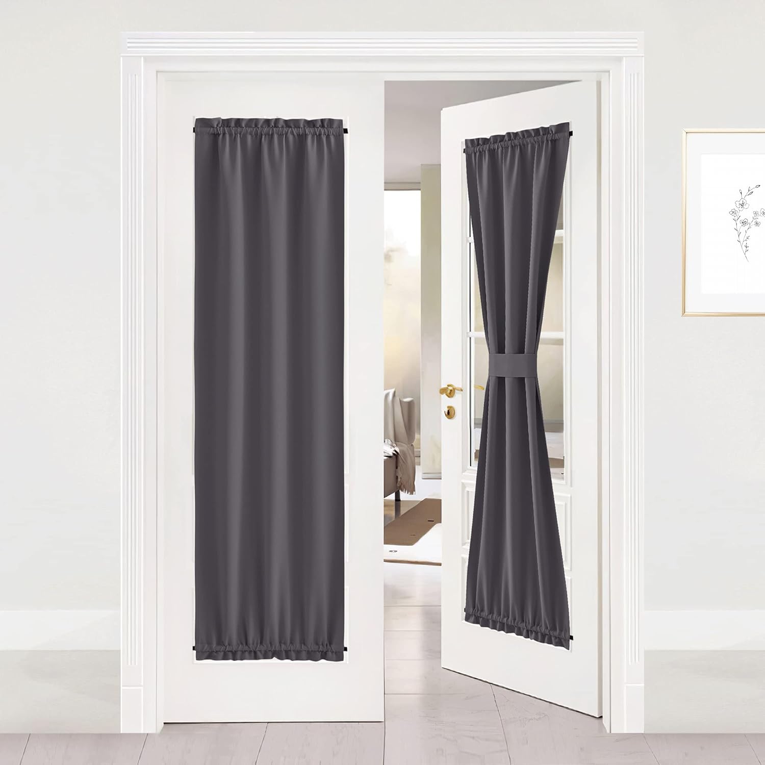 Window Treatments - NICETOWN Door Curtain Panel, Grey French Door Curtains Blackout Thermal Insulated Sidelight Door Privacy Panels for Window/Living Room/Doorways/Thanksgiving (25W by 72L inches, 1 Panel)