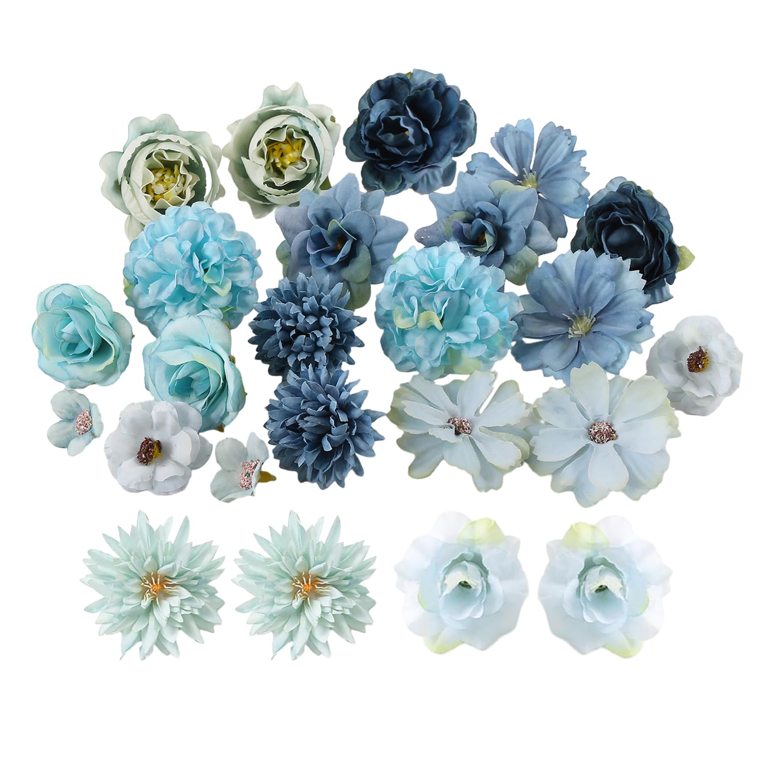 MUEEAD 24 Blue Simulated Flowers, Home Decorations, Artificial Flower Set, Wedding Ambience Sense Flower Arrangement Decoration, Suitable for Wedding, Valentine's Day Party.