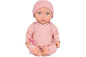 LullaBaby – 14-Inch Realistic Baby Doll – Fair Skin Tone & Gray Eyes – Soft Body & Removable Outfit – Pink Hat & Pacifier Acc