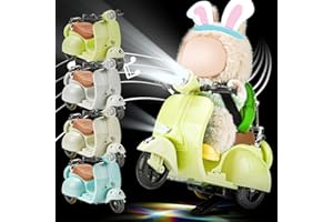 Abitoncc Mini Electric Doll Scooter for Toy, Could Rotate 360° Cute Plastic Scooter Toy Accessories, with Light and Music, Desktop Decor for Doll Collectors, Battery Not Included(Green)