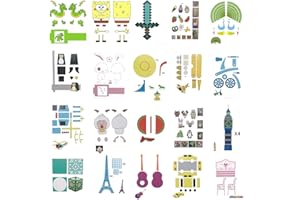 WELYHM 40 Patterns 3D Printer Drawing Molds Paper Stencils for 3D Printing Pen,Painting Graffiti Template Printing Paper for 3D Pen Kids DIY Gift,Animal Vehicle Sword, with a Transparent Board Plate