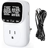 XIEHUZA Digital Thermostat Socket, Ccountdown Temperature Controller 110~120V VA Display Heating Cooling Mode Timer with Sens