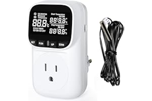 XIEHUZA Digital Thermostat Socket, Ccountdown Temperature Controller 110~120V VA Display Heating Cooling Mode Timer with Sens