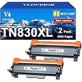 VLOVEINK Compatible TN830XL Toner Cartridge Replacement for Brother TN830XL TN830 XL 830 Toner Work with Brother Printer HL-L2460DW DCP-L2640DW HL-L2405W MFC-L2820DW HL-L2400D (2 Pack, Black)