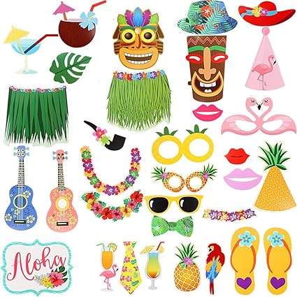 Amazoncom Photo Booth Props Kit Luau Party Supplies Aloha