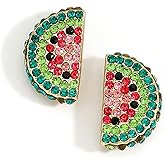 Dvacaman Adorable Fruit Dangle Earrings for Women, Multiple Summer Fruits Drop Earring for Tropical Novelty Jewelry Gifts