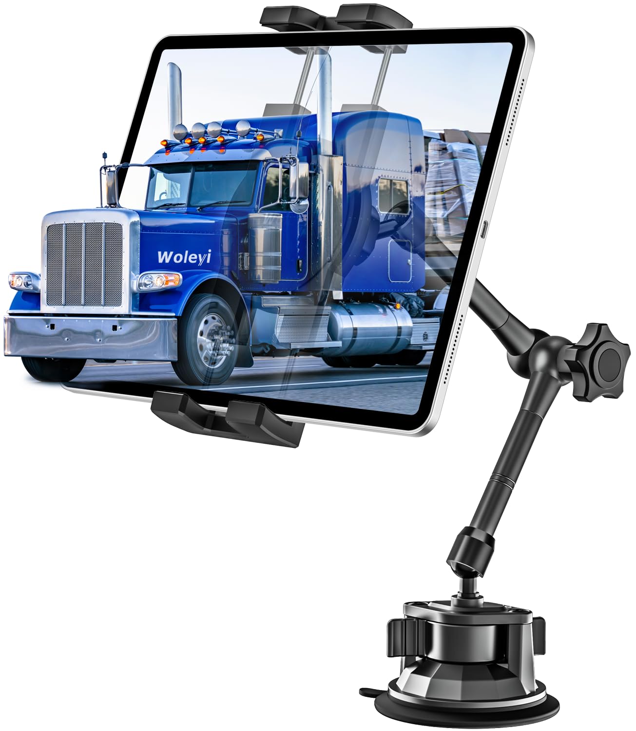 Photo 1 of Metal Tablet Mount - Heavy Duty [Super Suction Cup] Dashboard Windshield for Car/Semi Truck/Pickup/Van/SUV/Commercial Vehicle - 4.7-13" iPad Pro Air Mini, iPhone, Galaxy