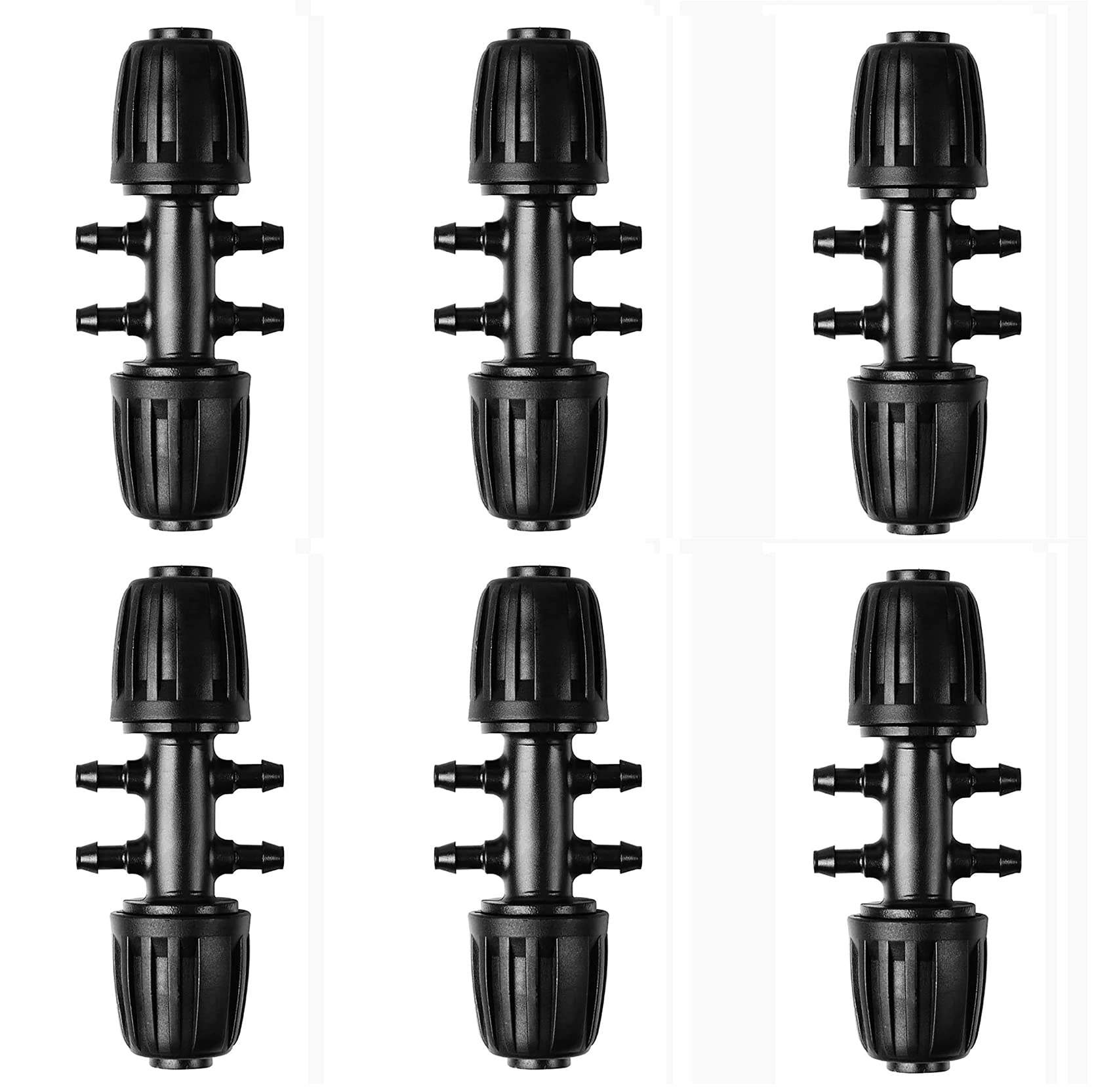 6 Pcs Barbed Tee Connectors for Drip Irrigation, 1/2 inch to 1/4 inch Tube Anti-Drop Premium Quality Fitting (fits 13mm ID/4mm ID) for Lawn, Farm and Garden