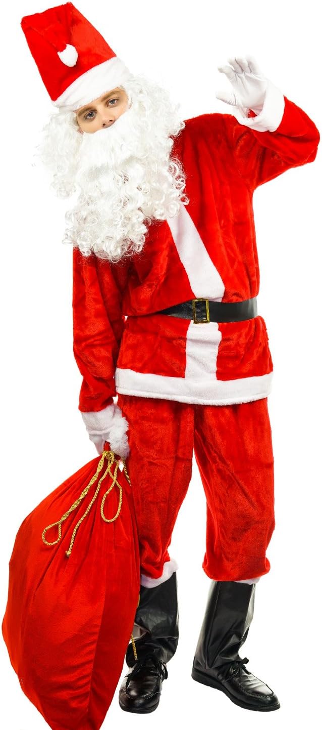 flatwhiteMen's Santa Suit Christmas Adult Santa Claus Costume (ONE SIZE FIT MOST)