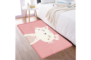 LIKOYO Kids Rug Pink Rug for Bedroom Girls Nursery Rug 2'x3' Cute Cat Rug Washable Area Rug Bath Mat Non Slip Baby Carpet Play Mat Soft Rugs for Living Room Playroom Bathroom Classroom Kids Room Decor