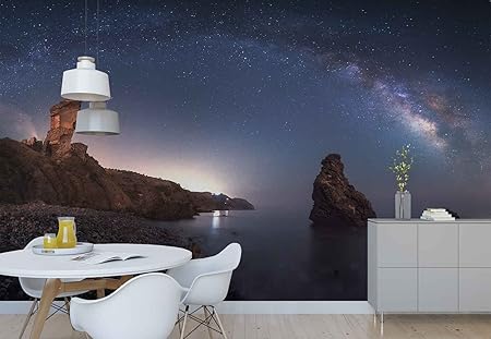 Photo Wallpaper Wall Mural Sea Coast Night Stars Theme Beach