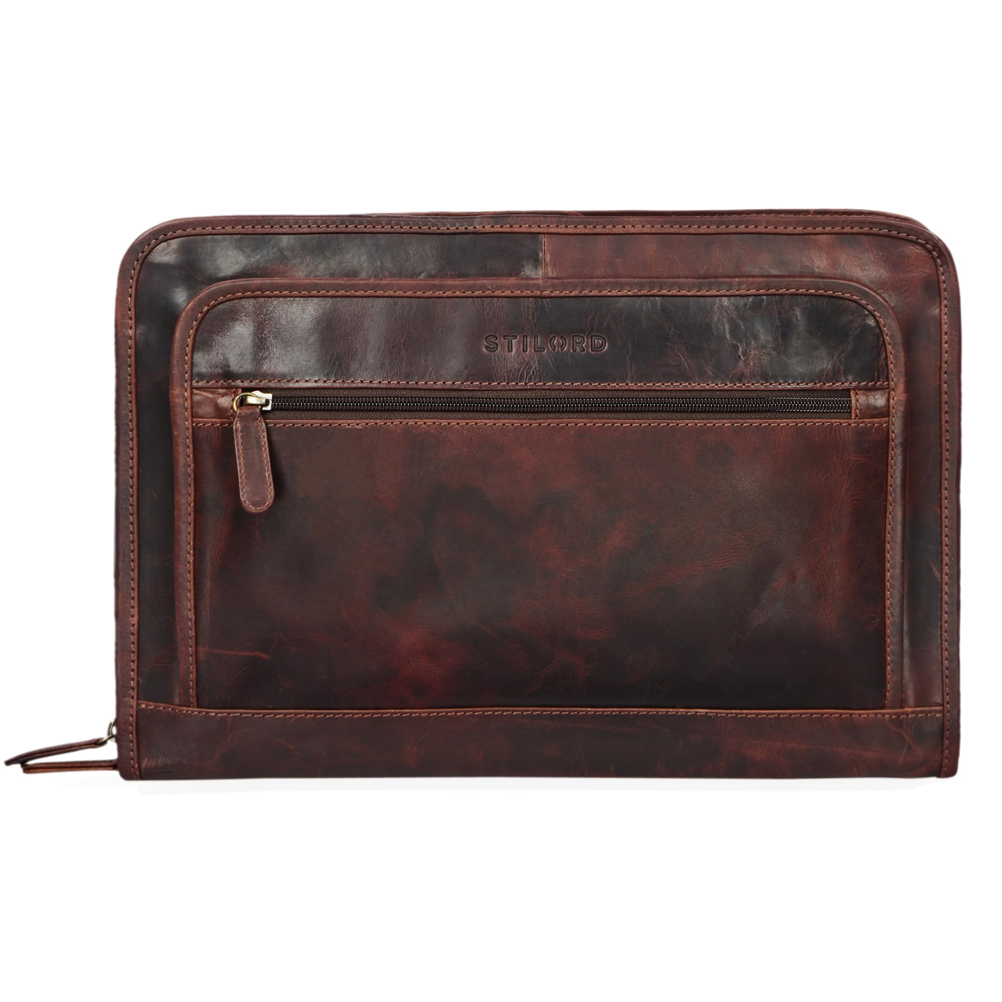 STILORD "Maximilian" Folder Leather 13,3 inch Vintage Notebook MacBook Case Bag Cover Briefcase Envelope Netbook Colour:Kara - Brown