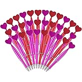 PLULON 32Pcs Valentines Heart Shaped Pens Novelty Ballpoint Pens 1 mm Black Gel Ink Rollerball Pen Pretty Office Pens for Valentine's Day Party Favor Student Teacher School Supplies