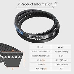 uxcell 4Pcs AX54 EPDM V-Belt, Raw Edge Cogged