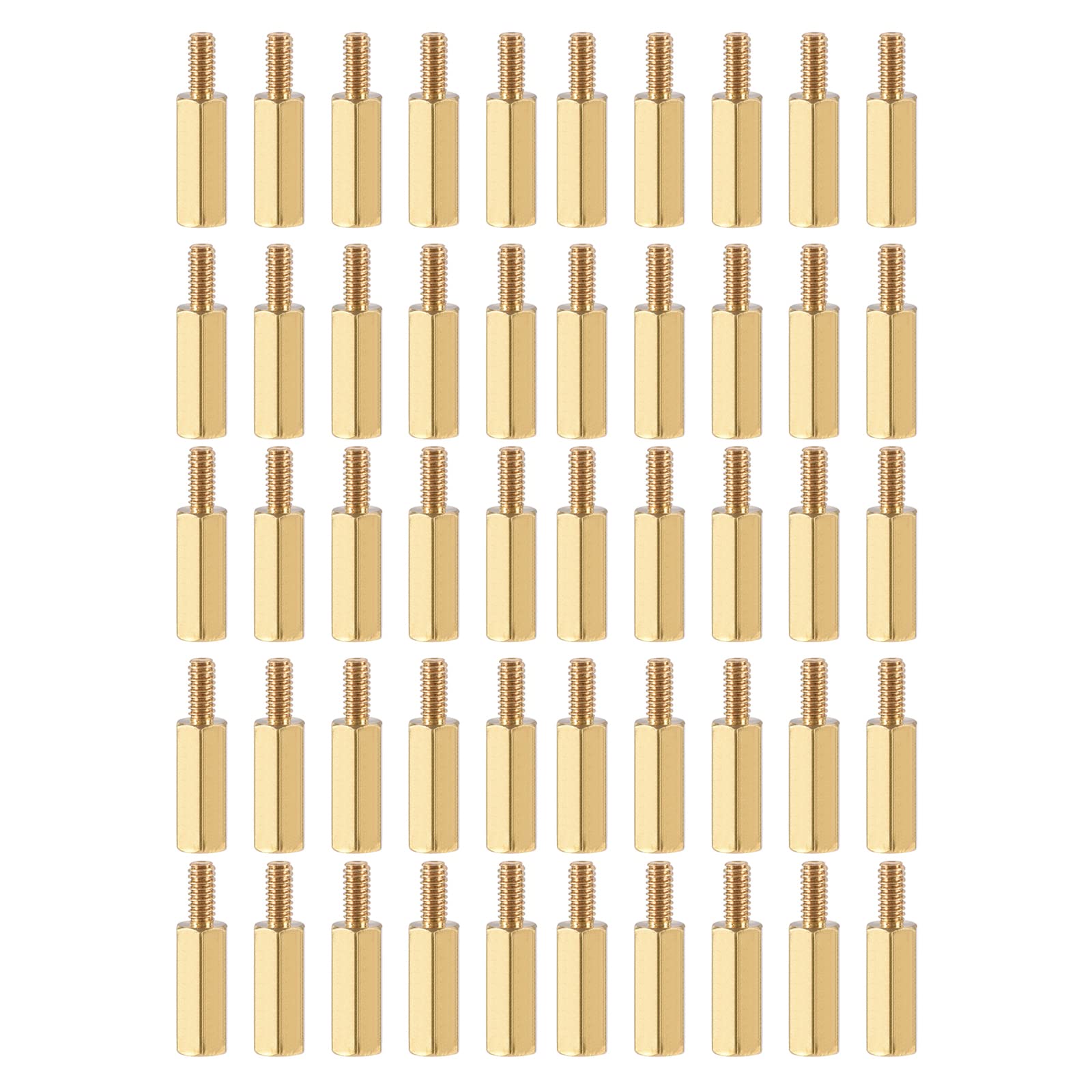 YOKIVE 50 Pcs M2.5 Standoff Screws, Brass Hex PCB Standoffs, Keep Height Consistent, Great for Motherboard (Gold Tone, 12mm+6mm)