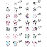 YADOCA 14 Pairs Hypoallergenic Earrings for Girls Women 316L Surgical Stainless Steel Earrings for Sensitive Ears Cute Screwback Stud Earrings Set for Kids Toddler Little Girls Earrings