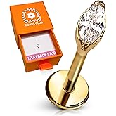 Cords Club Marquise Flat Back Stud – ASTM-F136 Implant Grade Titanium - Push Pin Design for Sensitive Ears – Available in 18K Gold Plated & Titanium Silver (Single Earring)