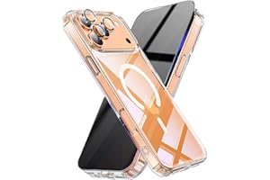QXC YABUDA 3-in-1 for iPhone 17 Pro Max Case with Privacy Screen Protectors & Individual Camera Lens Protector [Compatible with MagSafe] Magnetic Phone Cover for iPhone 17 ProMax,Crystal Clear