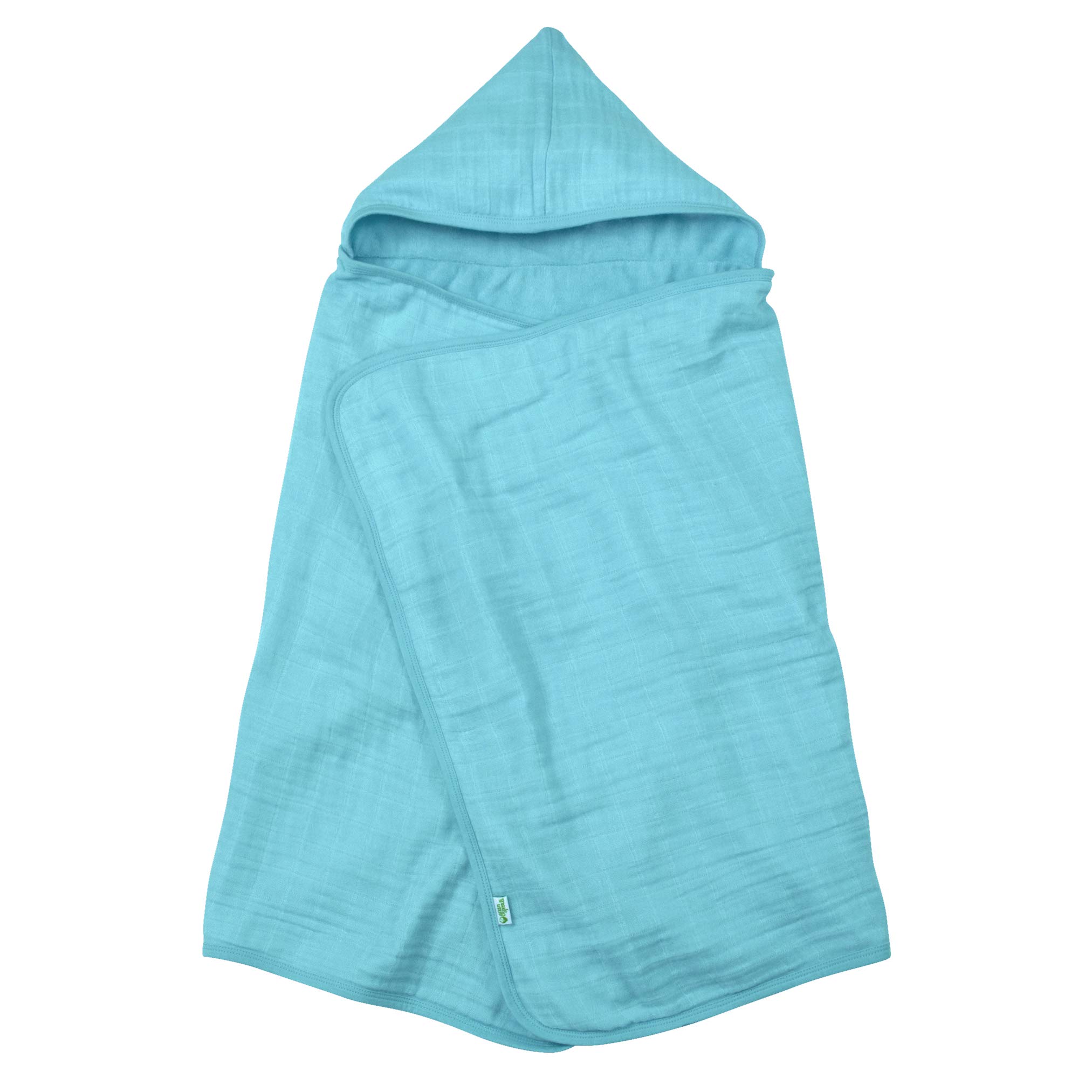 green sprouts 336101-651-00 Muslin Hooded Towel Organic Cotton (One Size, Aqua)