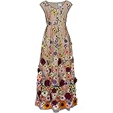 CHIC STAR Womens 3D Floral Applique Maxi Dress