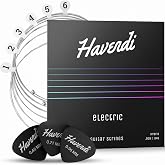 HAVENDI&reg; Guitar Strings electric guitar - brilliant sound quality strings made of steel for electric guitar coated with nickel (6 string set) incl. 3 picks