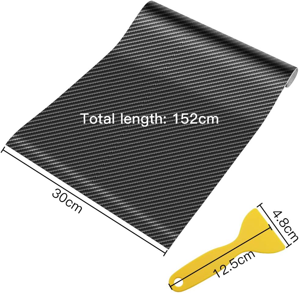 MZMing 3D Carbon Fibre Vinyl Wrap Roll 152x30cm Matte Black PVC Car Wrap Sheet Roll Waterproof No-Bubble Self-Adhesive Car Sticker - Image 3