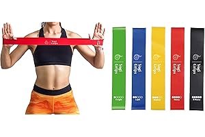 YOGI GRIPS Resistance Bands for Working Out- 5 Pack Loop Exercise Bands with 5 Resistance Levels- Set with Carry Bag- Elastic Workout Bands for Stretching- Fitness Bands for Yoga, Pilates, Rehab