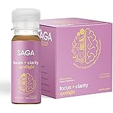 SAGA Spotlight Organic Focus Shots | Nootropic Shots with Bacopa, Ashwagandha & Lion’s Mane | Zero Sugar, 2 Calories, Travel Size | Natural Energy & Focus Supplement for Brain Boost | Exotic Guava