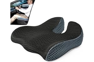 DREAMER CAR Car Seat Cushion, Broader Visibility with Wedge Design & Coccyx Sciatica Pain Relief with Ergonomic Design, Non-Slip Base,Breathable Mesh Cover, Memory Foam for Long Drive in Car Truck Van Motorhome