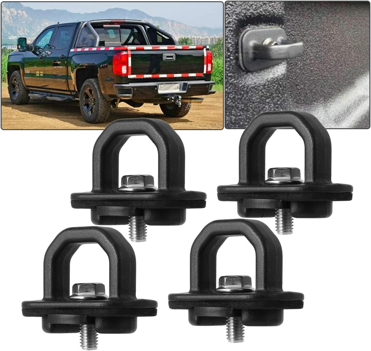 Samlight Truck Bed Side Wall Anchors 4 PCS 1000 Pound Tie Down Anchors Capacity Fit for 2007-2018 Chevy Silverdo GMC Sierra and 2015-2018 Chevy Colorado GMC Canyon
