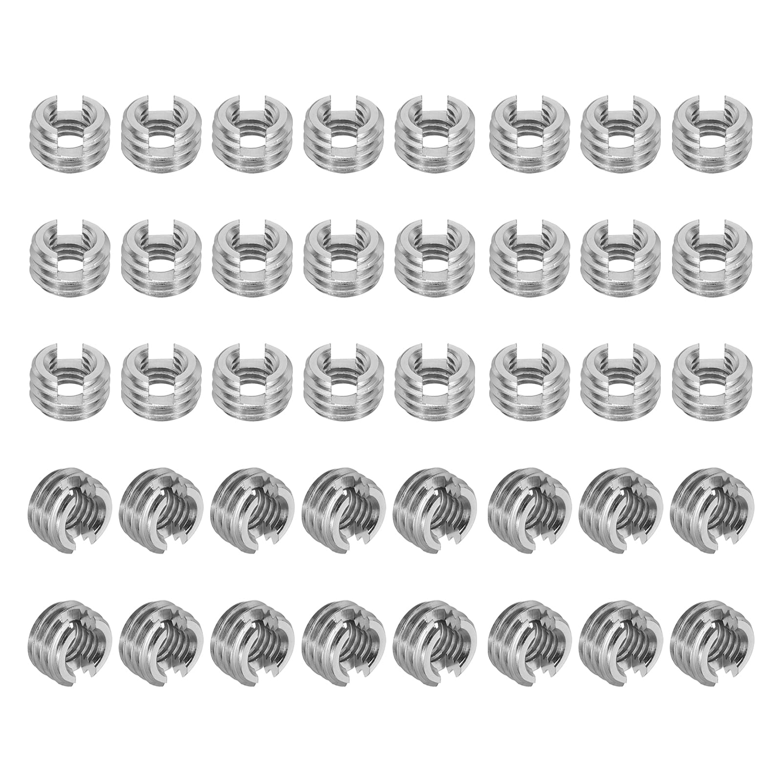 PATIKIL Self-Tapping Threaded Inserts, 40 Pcs M6 x M10 x 6mm 303 Stainless Steel Thread Adapter Reducer Slotted Screw Repair Inserts Nuts Sleeve — image 1