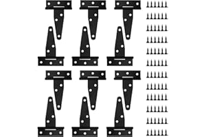 XHJZGCTECH 6 Pack 3 Inch T Strap Hinges, Shed Door Gate Hinges, Heavy Duty Black Outdoor Tee Hinge for Wooden Fences, Barn Door Gates Hinge for Shed Door Hardware (6, 3 Inch)