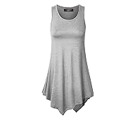 Made By Johnny Women's Sleeveless Comfy Tunic Tank Top with Various Hem - Plus Size